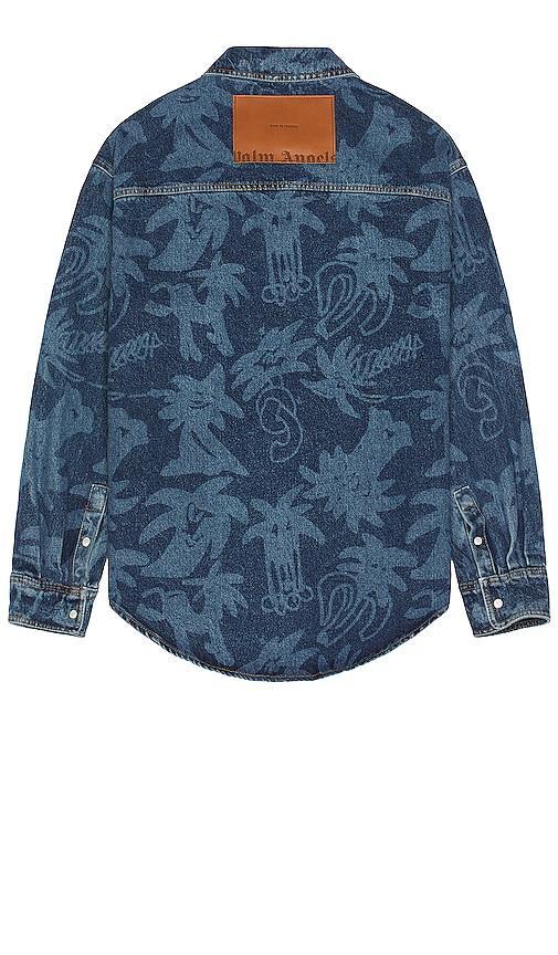 Palm Angels All Over Laser Denim Shirt Size L, S. Product Image