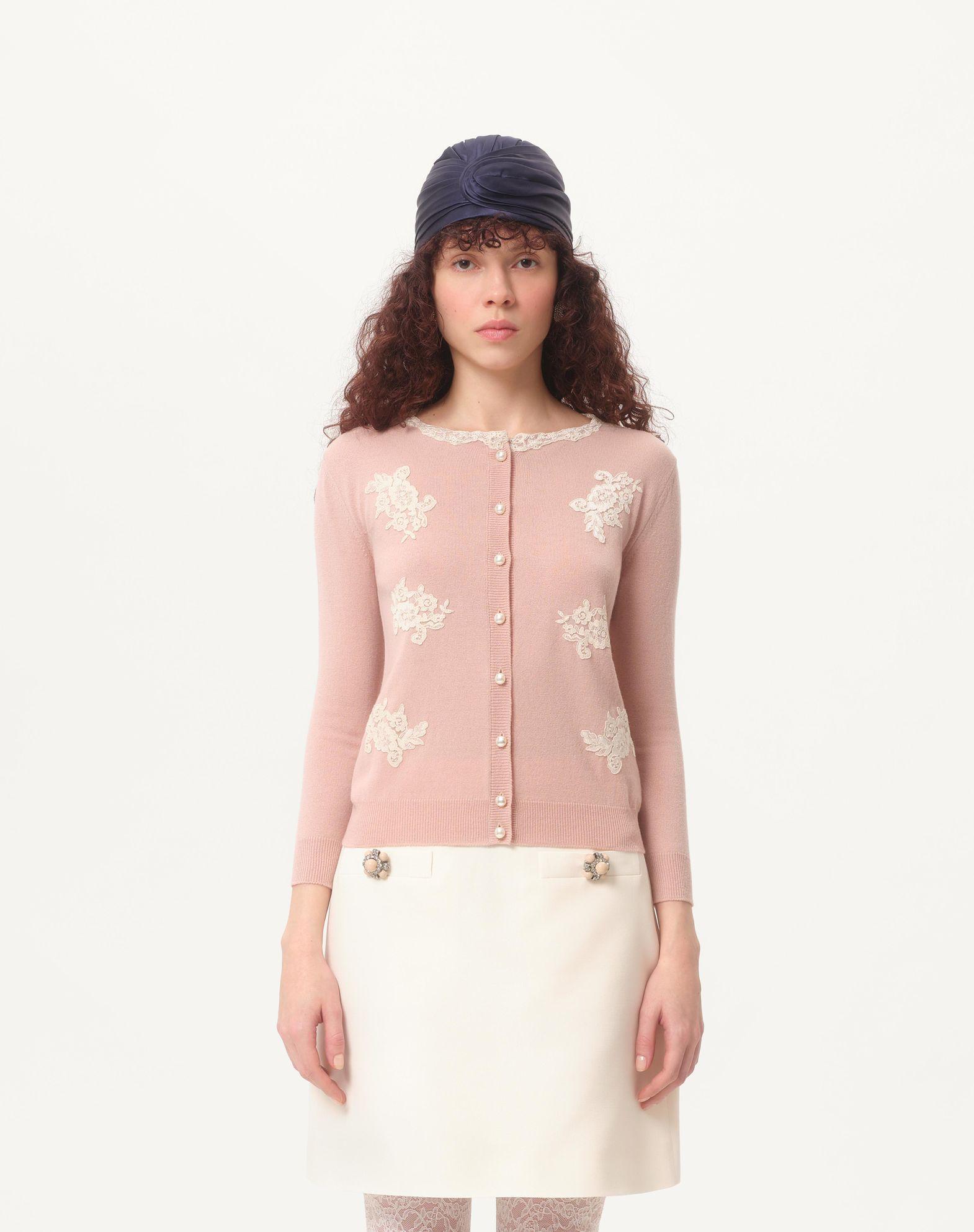 Embroidered Cardigan With Lace Inserts Product Image