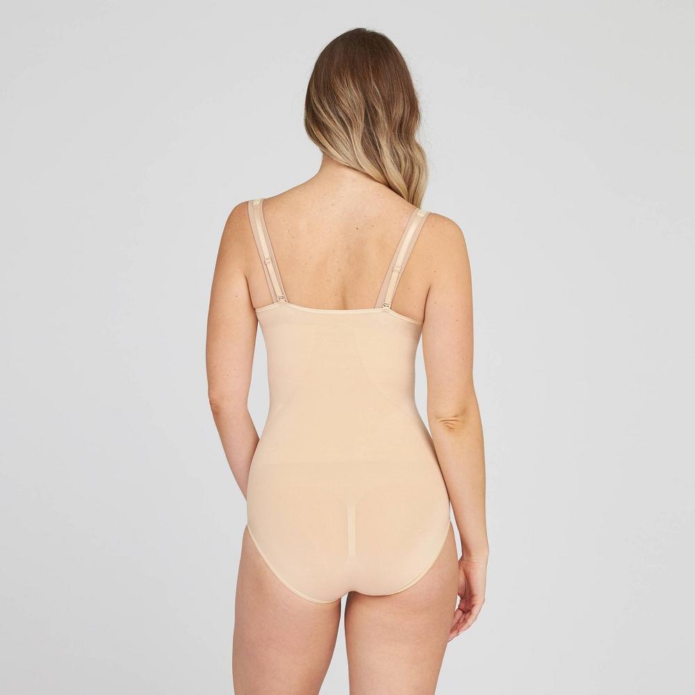 ASSETS by SPANX Womens Remarkable Results Open-Bust Brief Bodysuit - Beige 1X Product Image