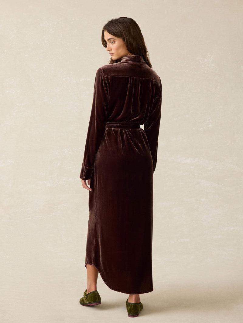 Stretch Silk Velvet Riley Midi Dress - Huckleberry Product Image