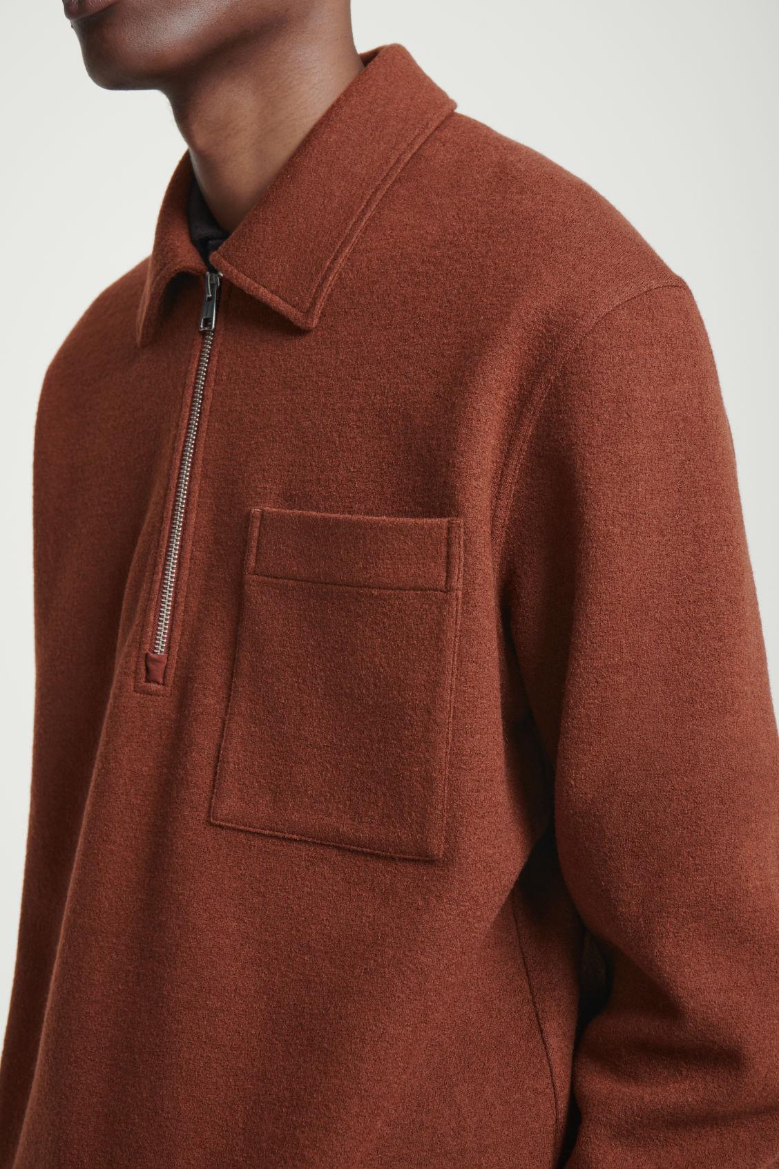 HALF-ZIP BOILED-WOOL SWEATER Product Image