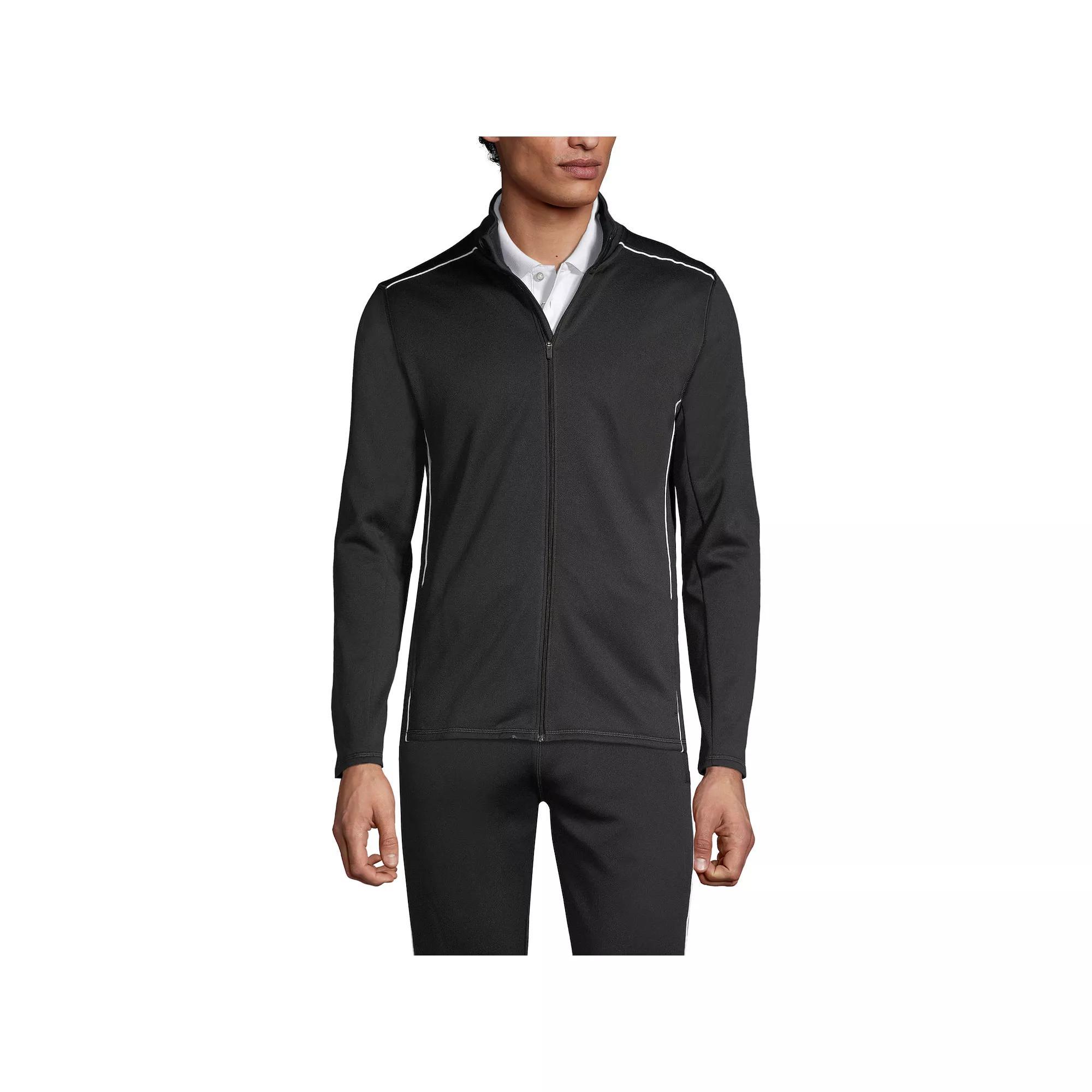 Men's Lands' End School Uniform Active Zip-Up Track Jacket, Size: Large, Black Product Image