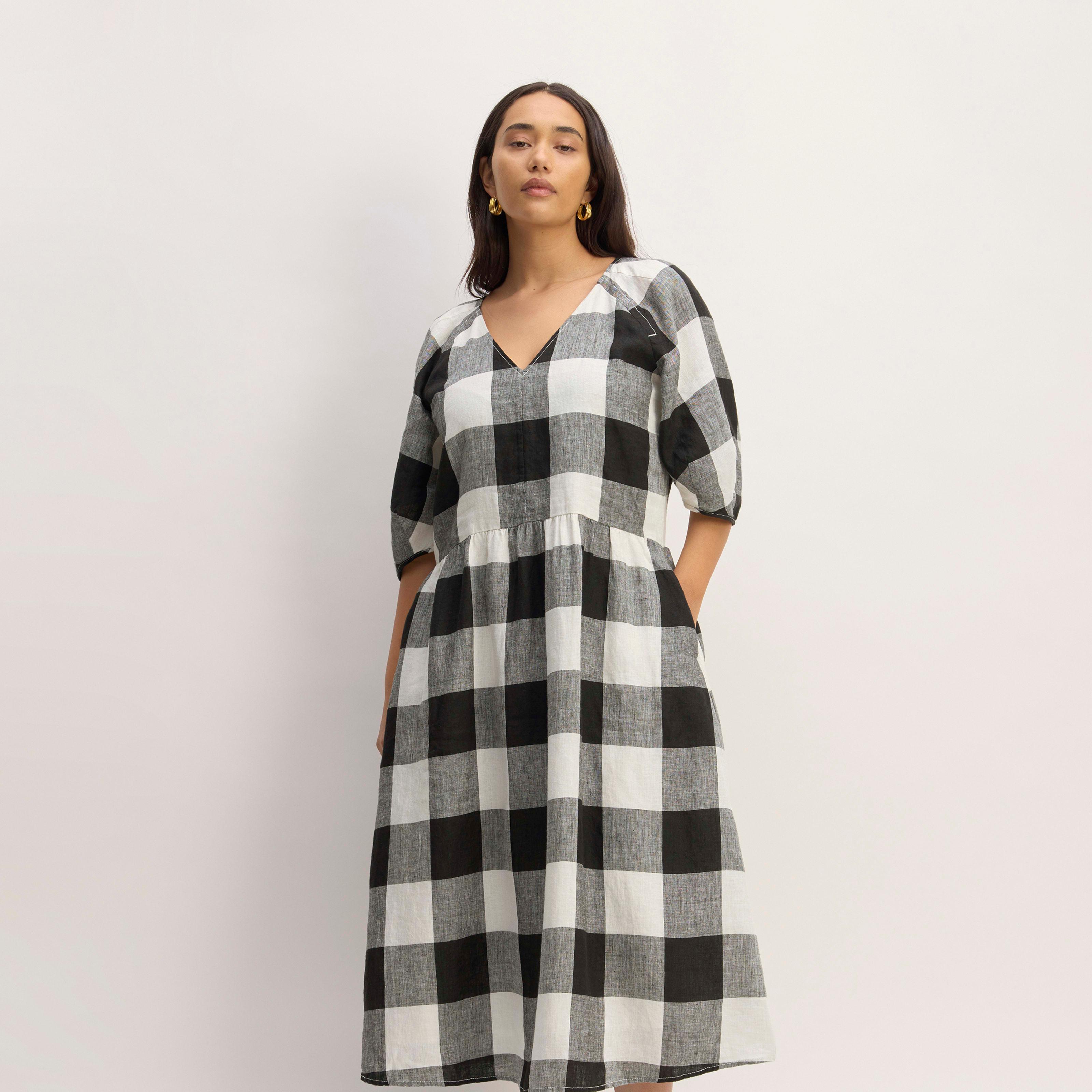 The Linen Oversized Puff-Sleeve Dress Product Image