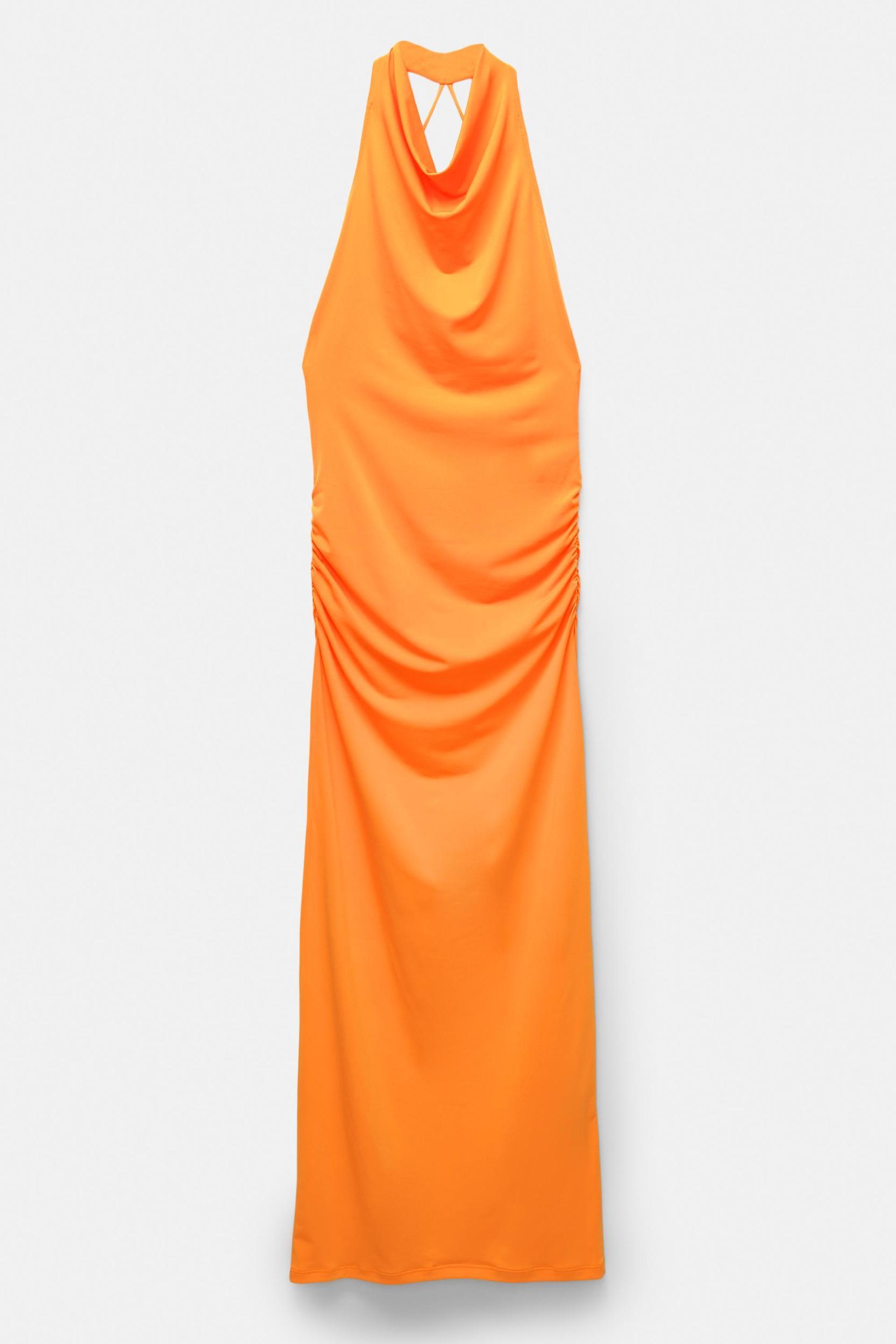 Draped halter midi dress Product Image