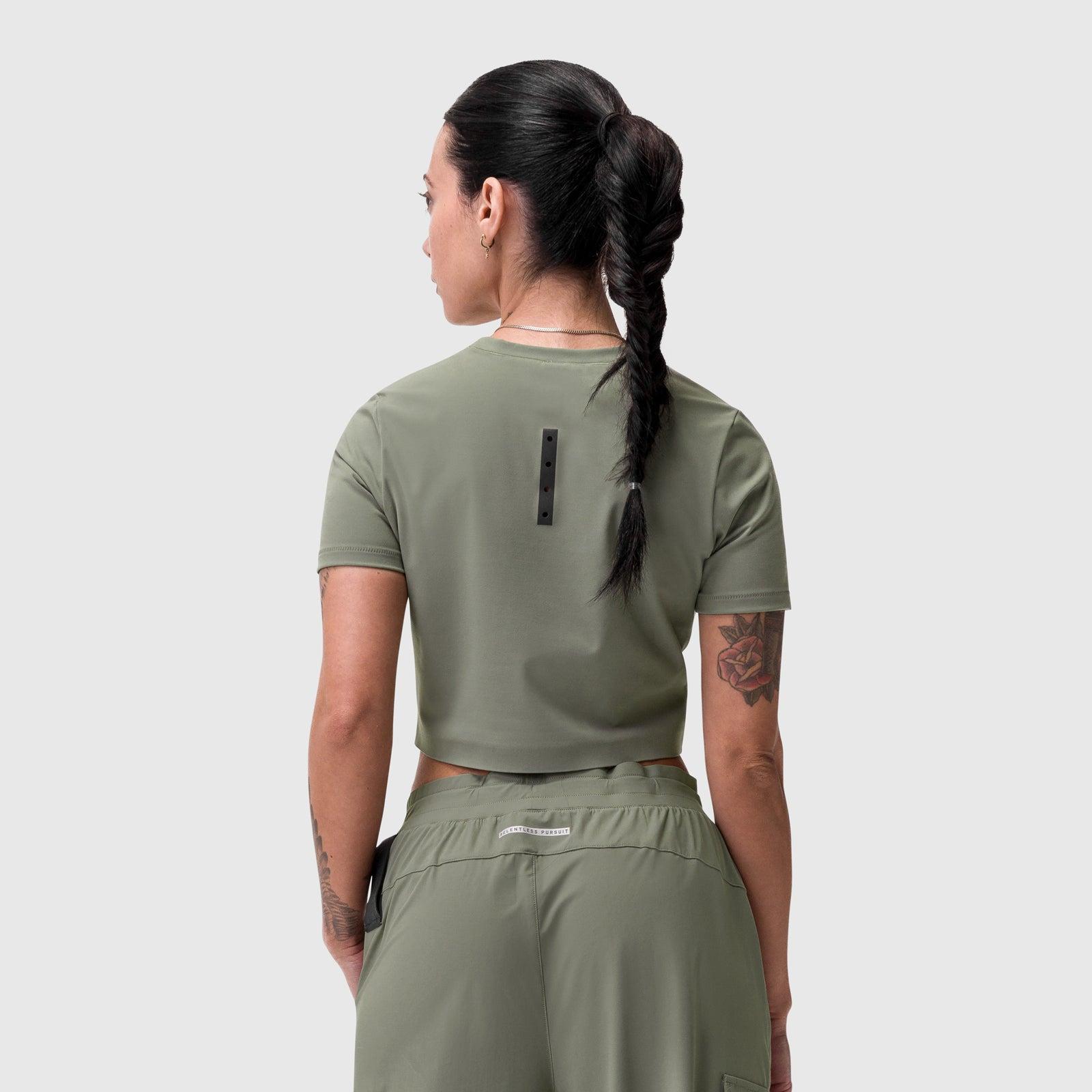W019. Lycra® Cropped Tee - Sage Product Image