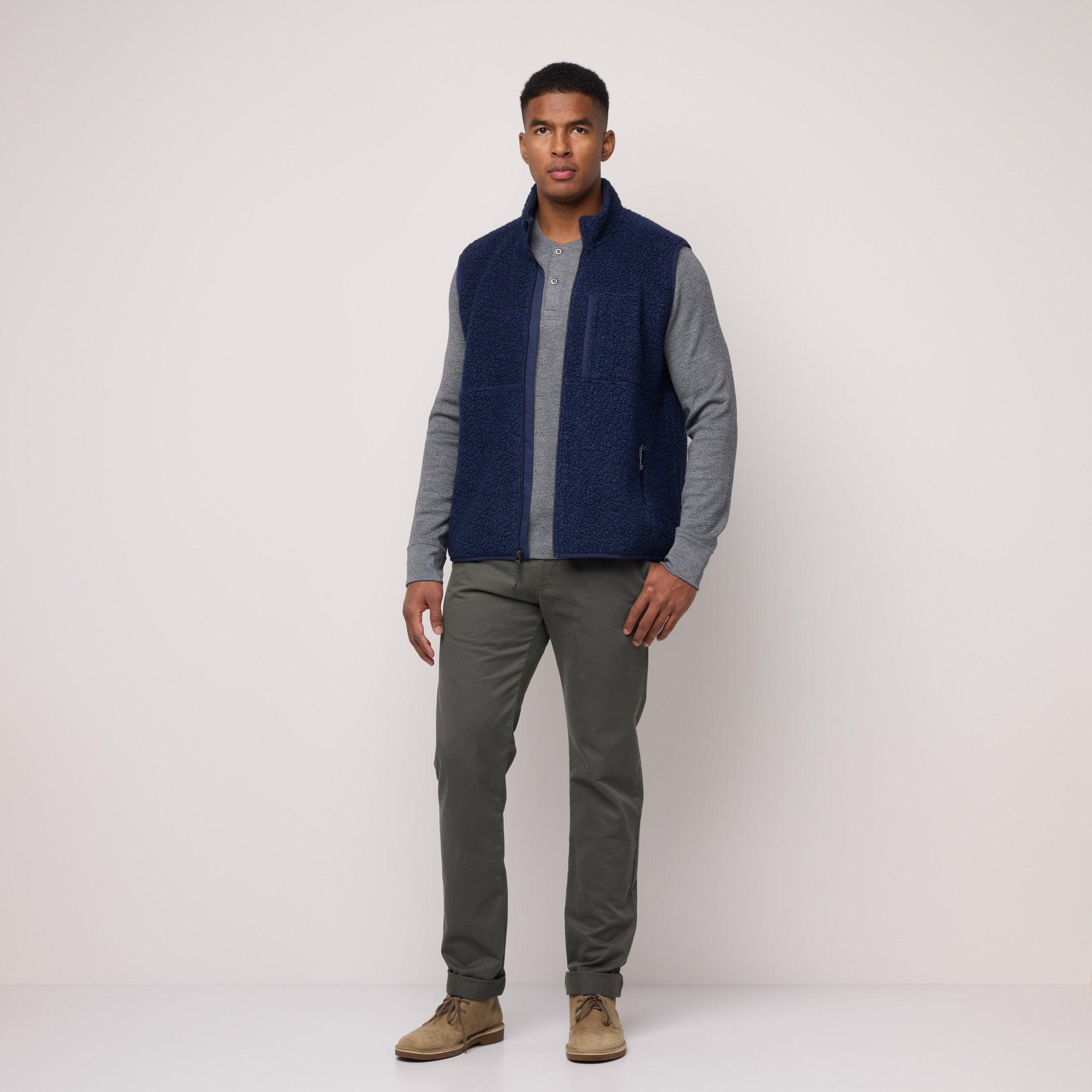 Merino Wool Full-Zip Fleece Vest | Navy Heather Product Image