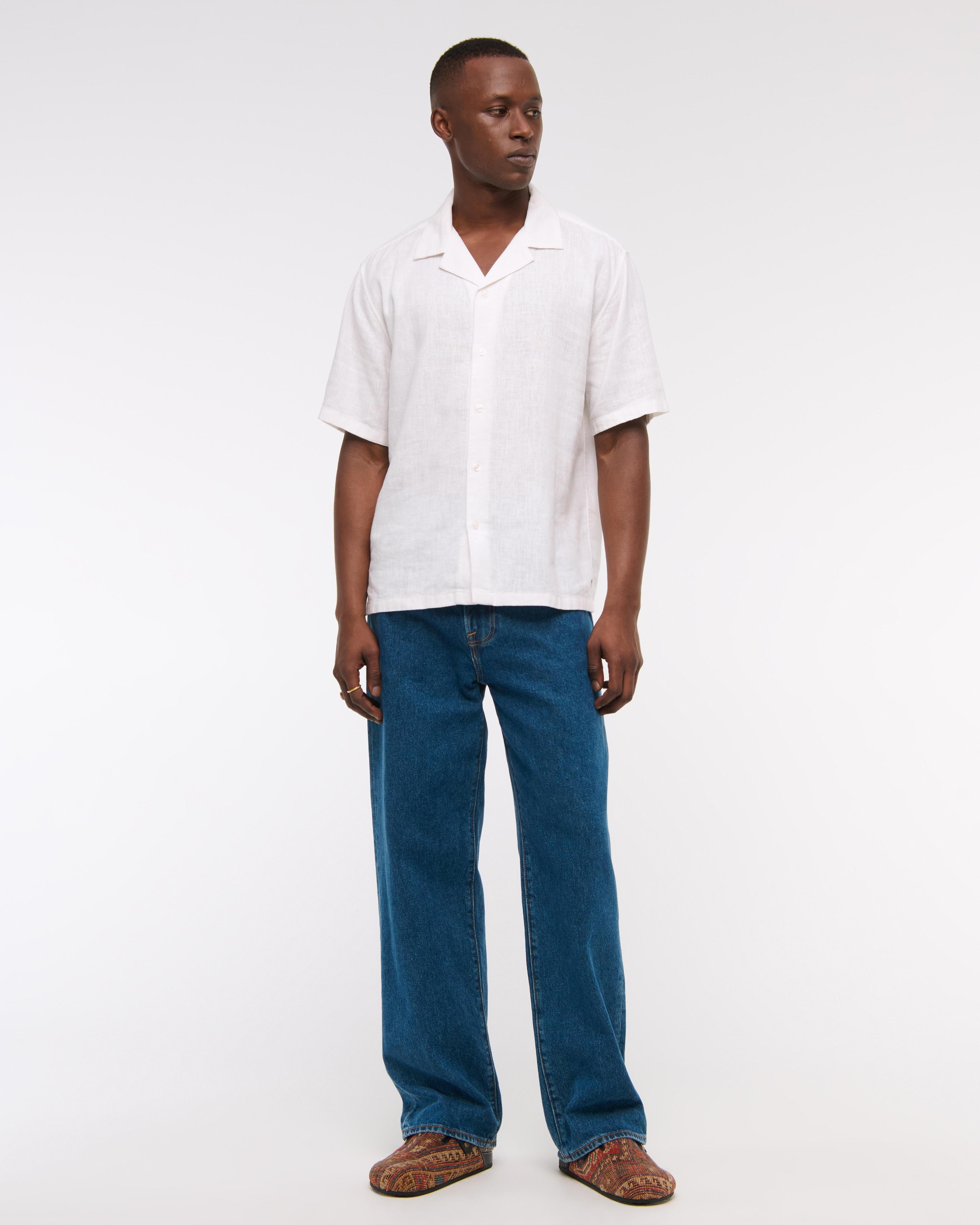 Camp Collar Summer Linen-Blend Shirt Product Image