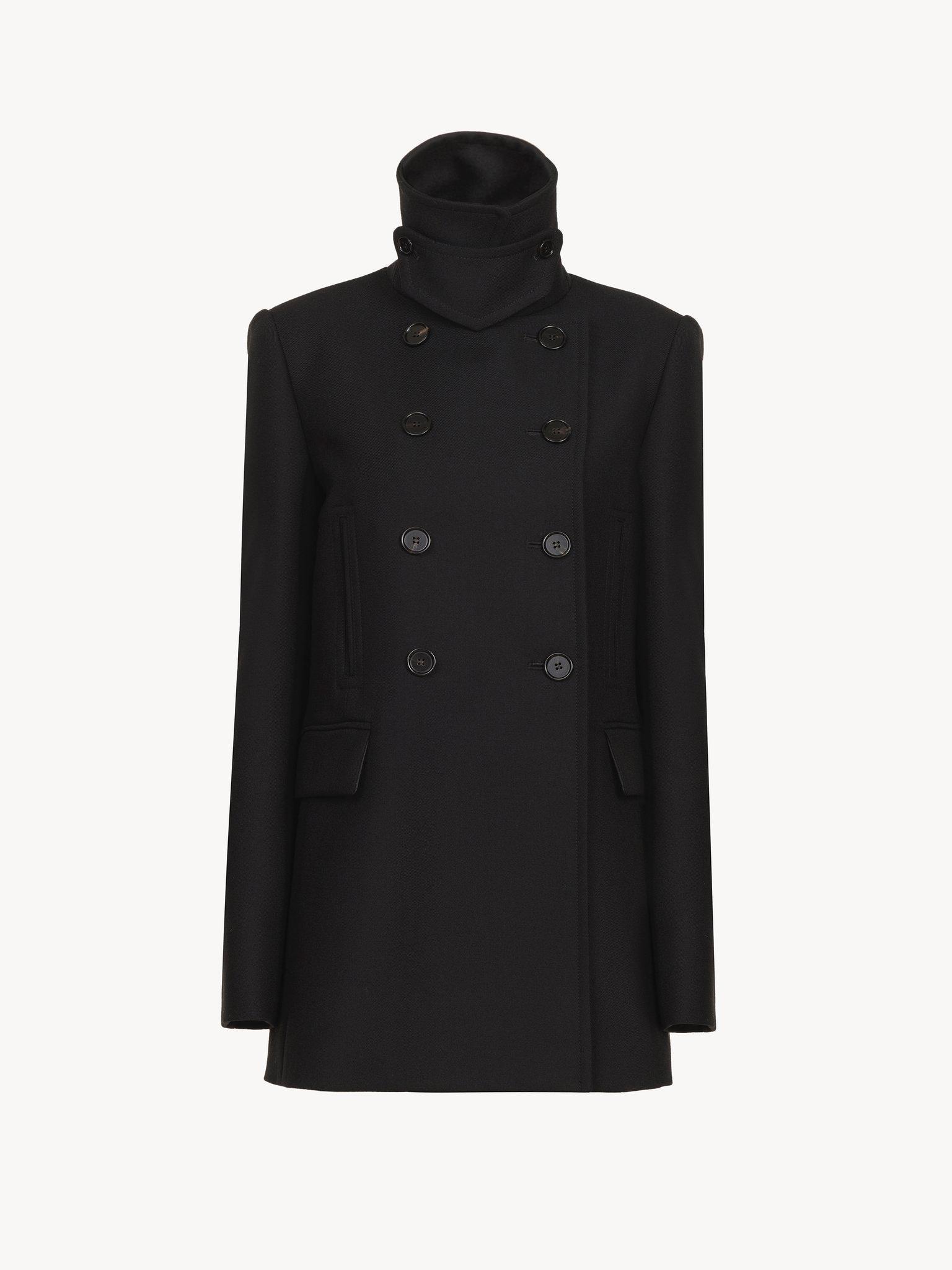 Tailored pea coat in wool gabardine Product Image