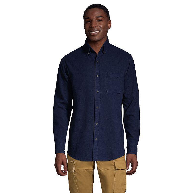 Big & Tall Lands End Traditional-Fit Flagship Flannel Button-Down Shirt, Mens Product Image