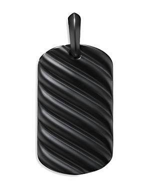 Mens Sculpted Cable Tag Pendant in Black Titanium, 35mm Product Image