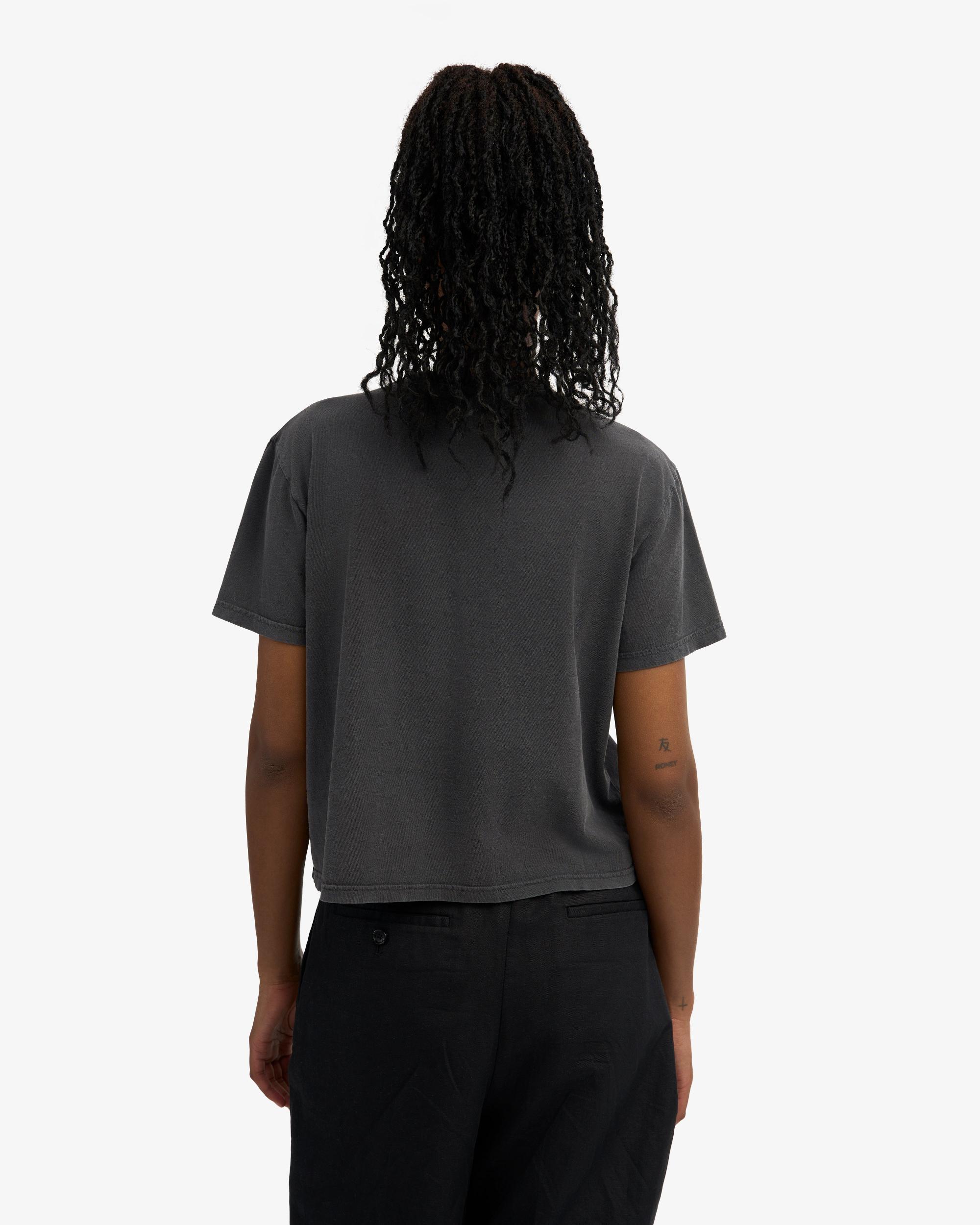 Organic Boxy Crop Tee - Faded Black Product Image