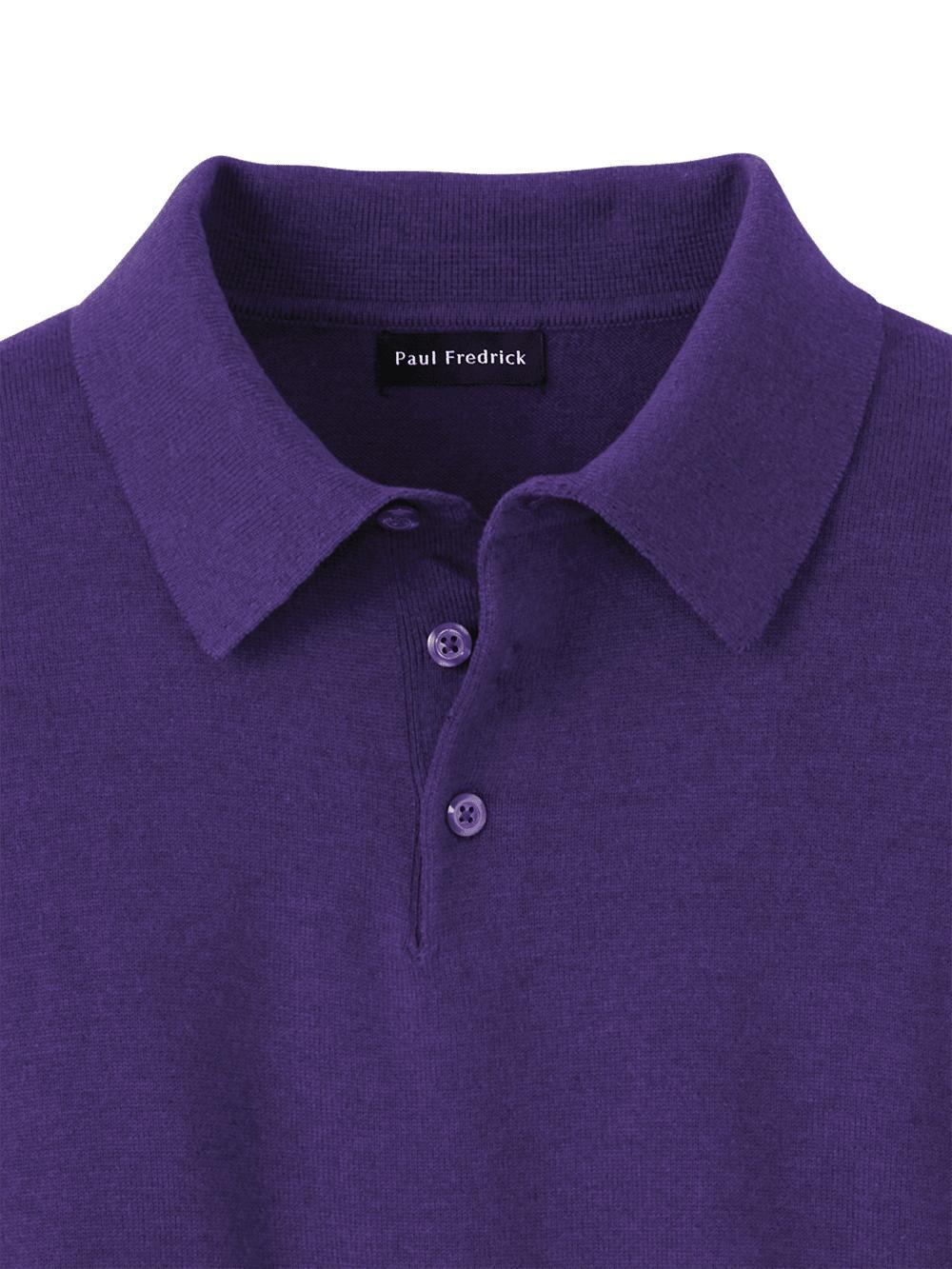 Supima Cotton Three Button Polo - Plum Product Image