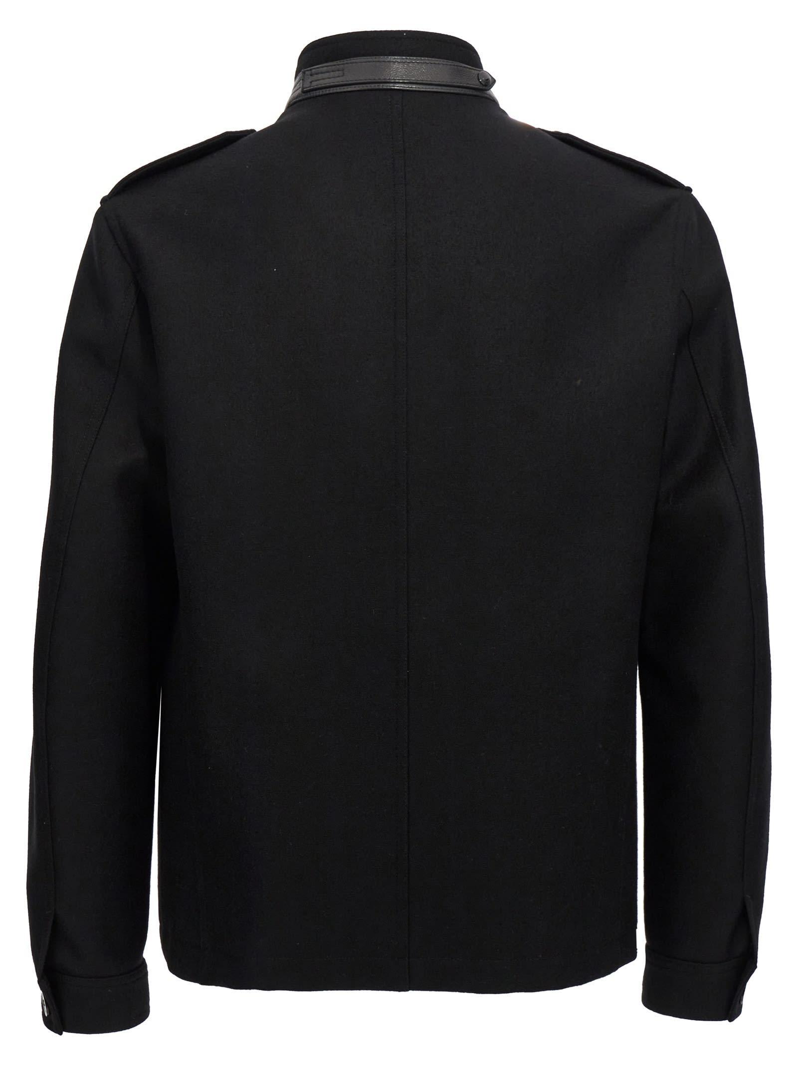 TOM FORD Japanese Felt Stand Collar Casual Jacket In Black Product Image