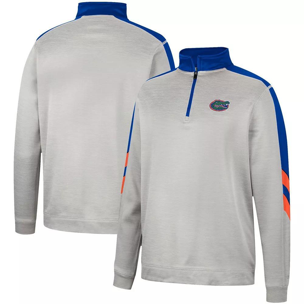 Men's Colosseum Gray/Royal Florida Gators Bushwood Fleece Quarter-Zip Jacket, Size: Large, Grey Product Image