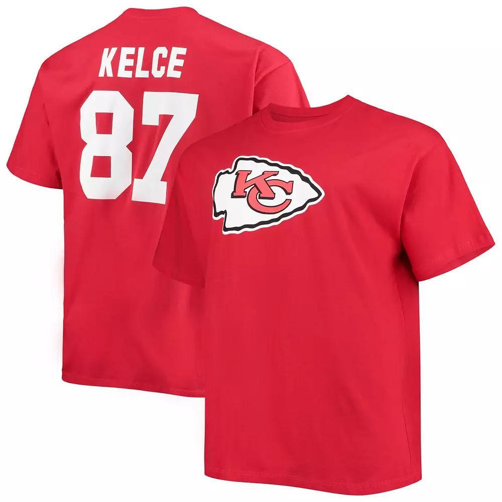 Men's Fanatics Branded Travis Kelce Red Kansas City Chiefs Big & Tall Player Name & Number T-Shirt,  Product Image