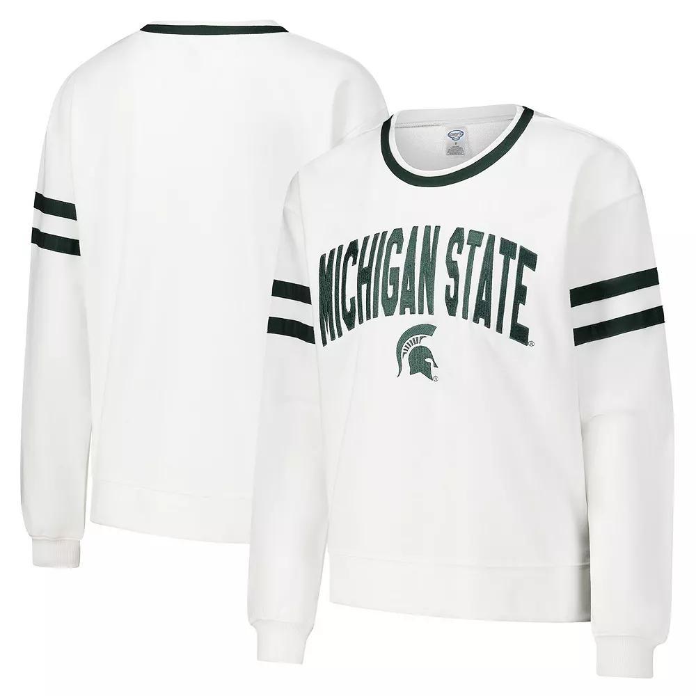 Women's Concepts Sport White Michigan State Spartans Borough French Terry Arch Over Long Sleeve T-Shirt,  Product Image