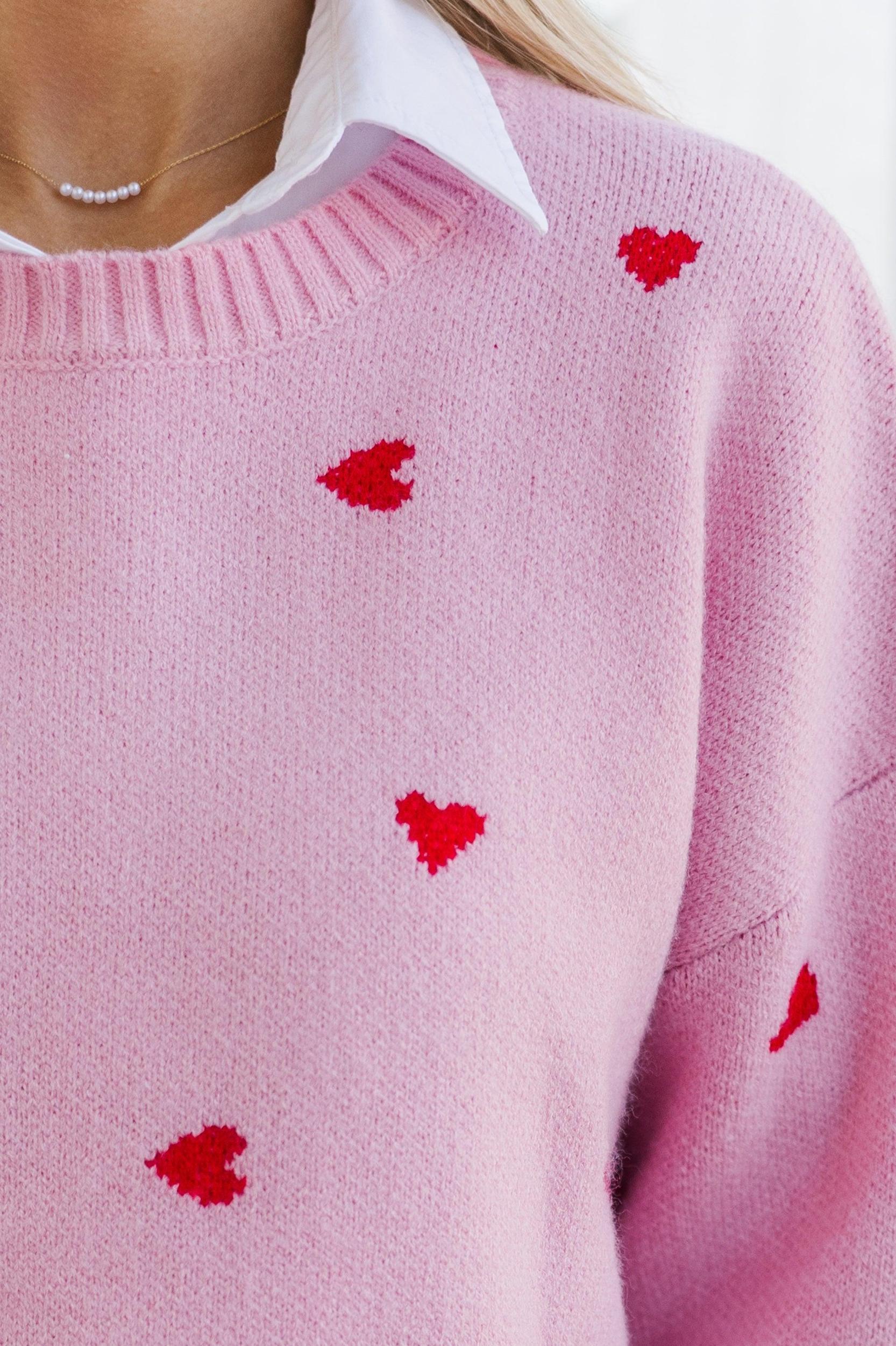 The Cherished Cream Heart Stitched Sweater Female Product Image