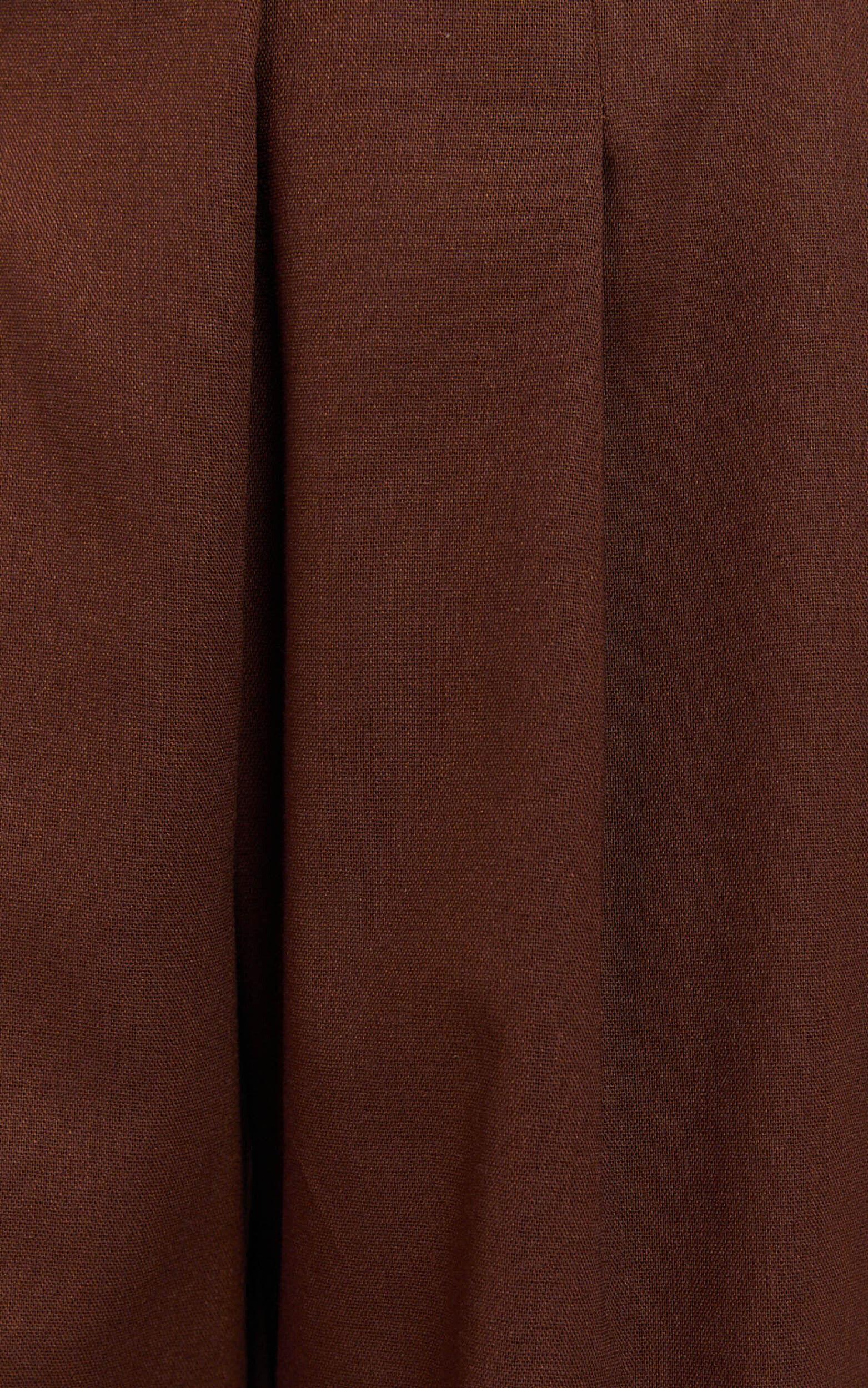 Alina Pants - Linen High Waisted Wide Leg Relaxed Pants in Chocolate Product Image