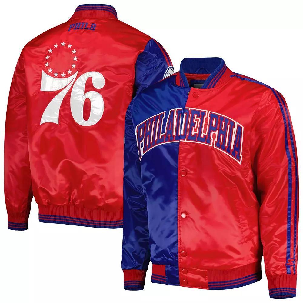 Men's Starter Royal/Red Philadelphia 76ers Fast Break Satin Full-Snap Jacket,  Product Image