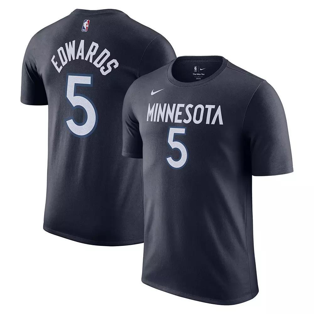 Men's Nike Anthony Edwards Navy Minnesota Timberwolves Icon 2022/23 Name & Number T-Shirt,  Product Image