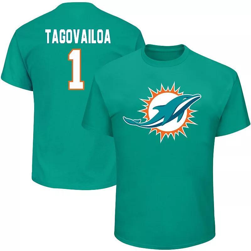 Men's Tua Tagovailoa Aqua Miami Dolphins Big & Tall Eligible Receiver III Name & Number T-Shirt, Size: 4XB, Turquoise A Product Image