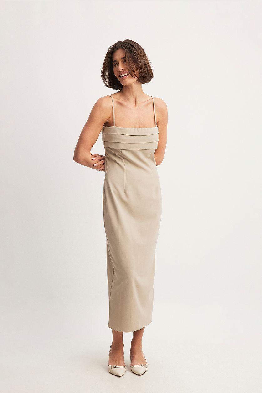 Pleat Deatil Chest Maxi Dress Product Image