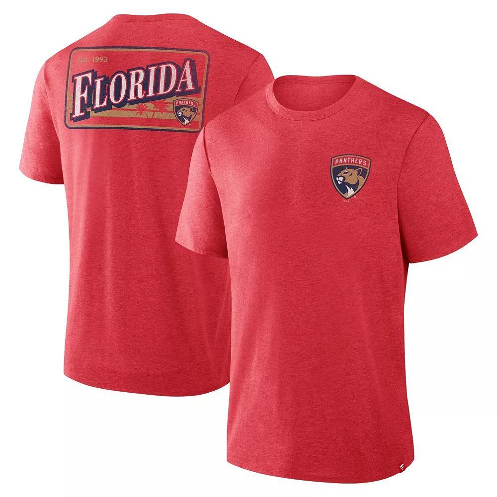 Men's Fanatics Heather Red Florida Panthers Fan Lanes Tri-Blend T-Shirt,  Product Image