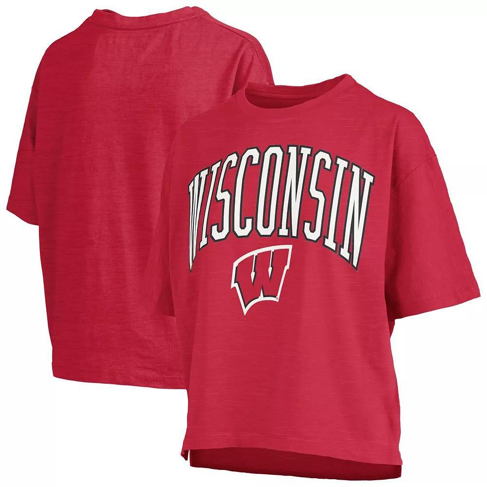 Women's Pressbox Red Wisconsin Badgers Nelson Arch Over Logo Waist Length Over Product Image