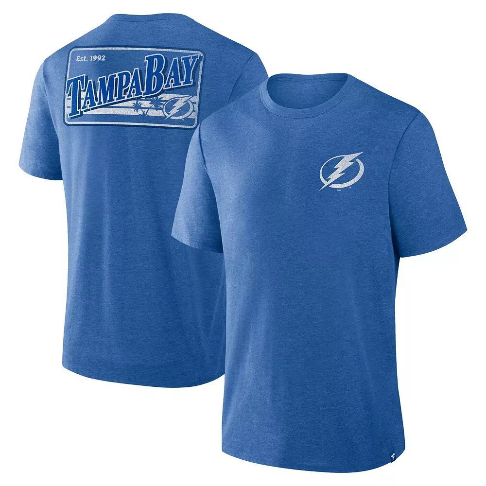 Men's Fanatics Heather Blue Tampa Bay Lightning Fan Lanes Tri-Blend T-Shirt,  Product Image