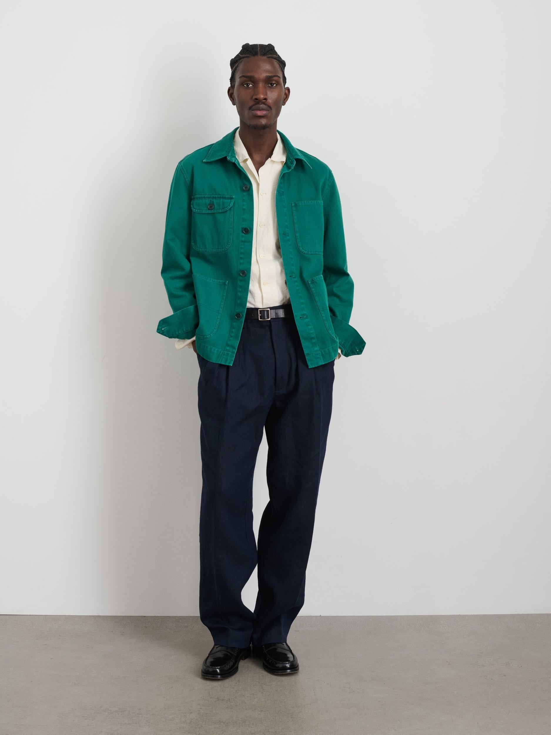 Garment Dyed Work Jacket in Recycled Denim Product Image