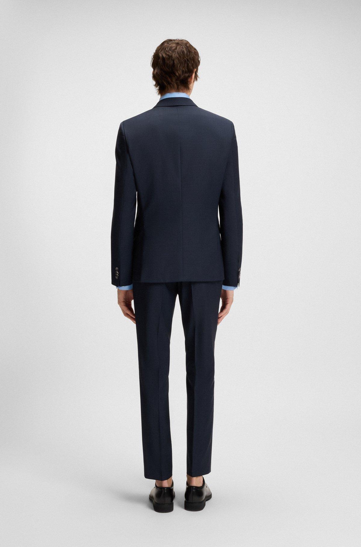 BOSS - Slim-fit suit in micro-patterned wool - Dark Blue Product Image