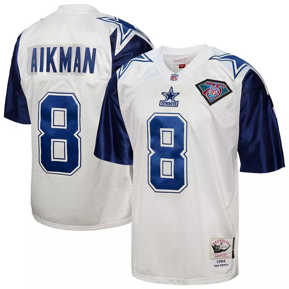 Men's Mitchell & Ness Troy Aikman White Dallas Cowboys 1994 Authentic Throwback Retired Player Jersey, Size: 44 Product Image