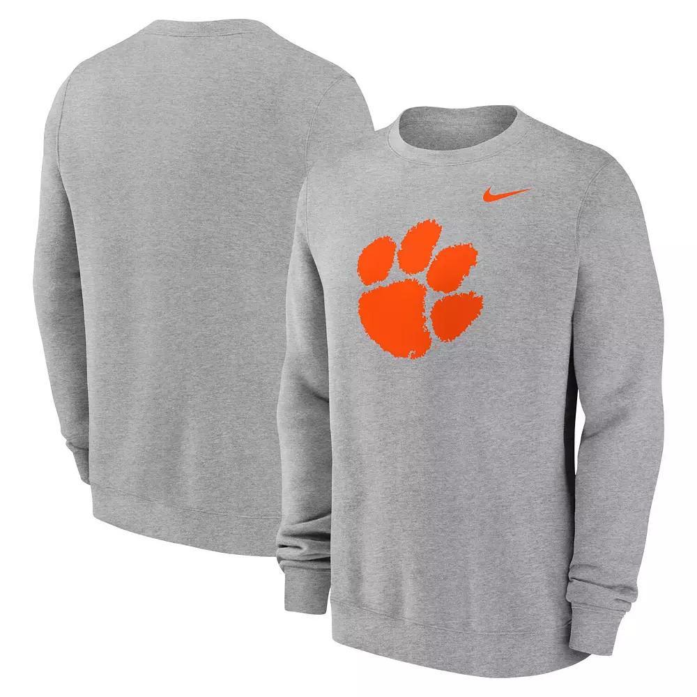 Men's Nike Heather Gray Clemson Tigers Primetime Evergreen Fleece Pullover Sweatshirt, Size: XL, Grey Product Image