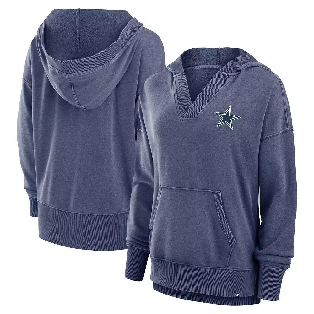Women's Fanatics  Heather Navy Dallas Cowboys Initiative Snow Wash French Terry V-Neck Pullover Hoodie, Size: XS, Blue Product Image