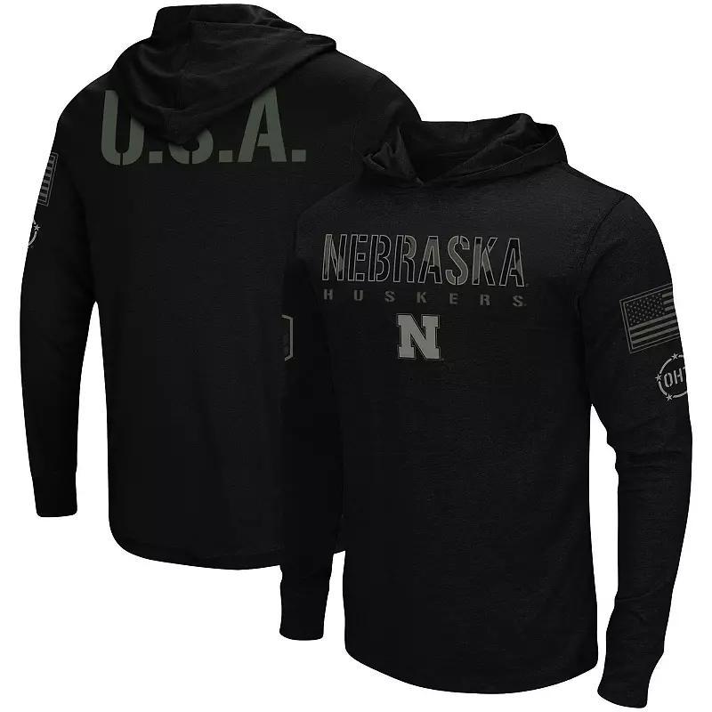Men's Colosseum Black Nebraska Huskers OHT Military Appreciation Hoodie Long Sleeve T-Shirt,  Product Image
