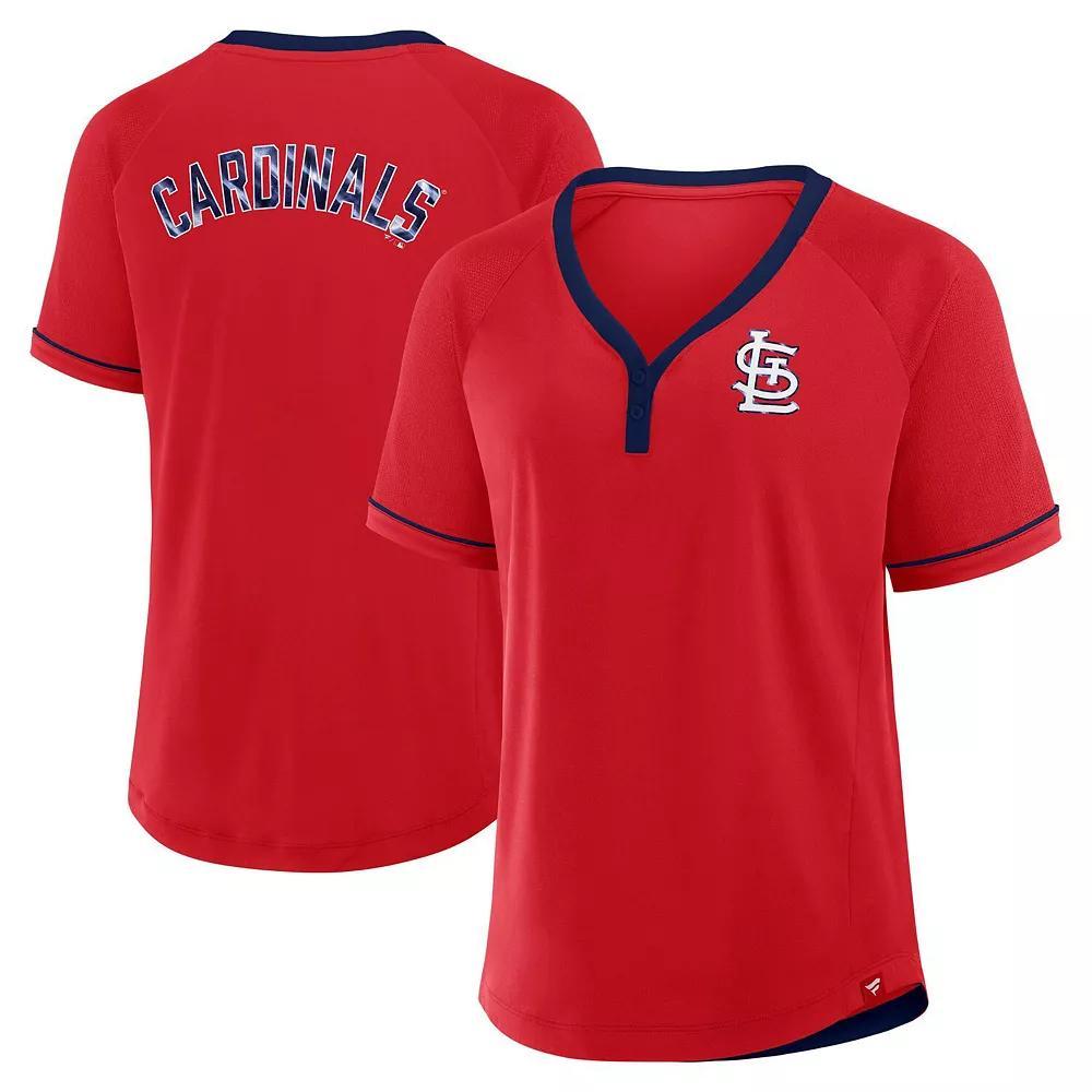 Women's Fanatics Red St. Louis Cardinals League Diva Star Raglan V-Neck T-Shirt, Size: Medium Product Image
