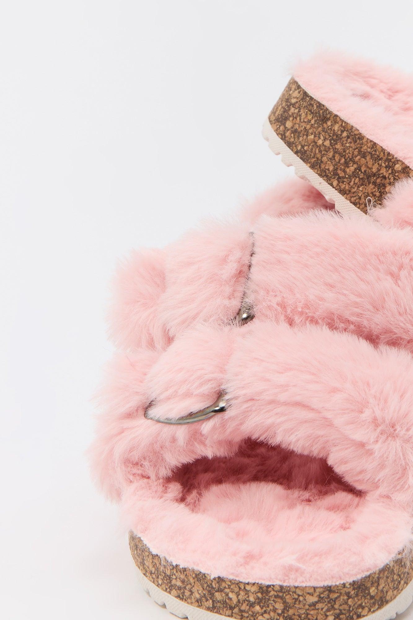 Faux Fur Buckled Cork Slide Female Product Image