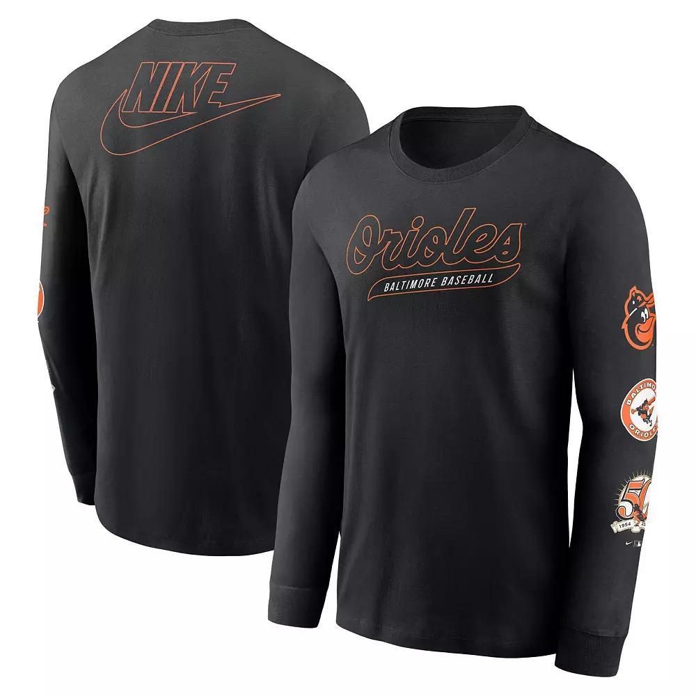 Men's Nike Black Pittsburgh Pirates Cooperstown Collection Knockout Long Sleeve T-Shirt,  Product Image