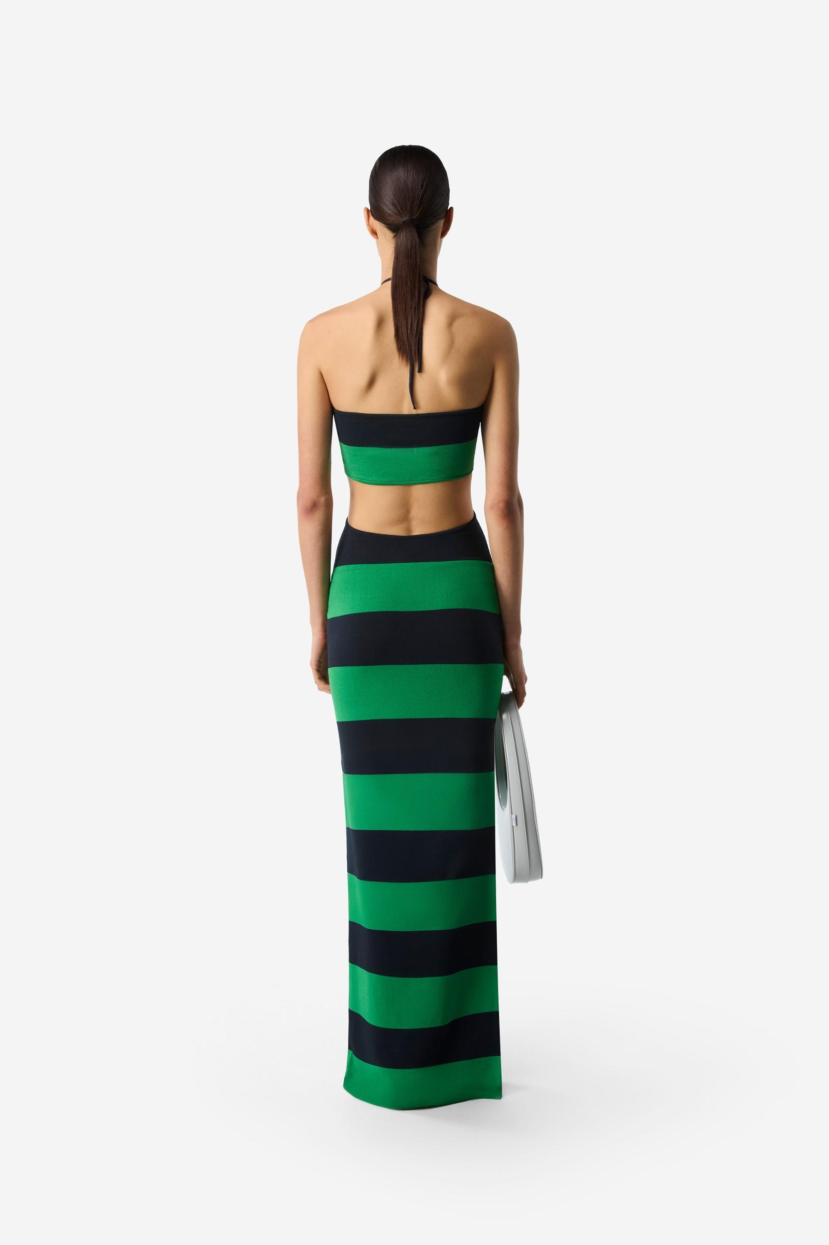 Knitted Striped Halter Dress Product Image