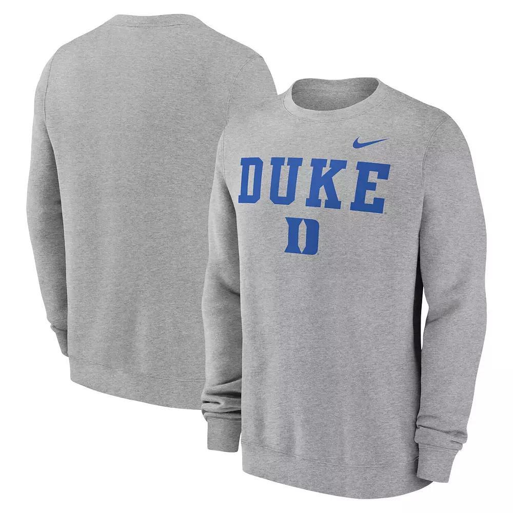 Men's Nike Heather Gray Duke Blue Devils Primetime Primary Stack Pullover Sweatshirt,  Product Image