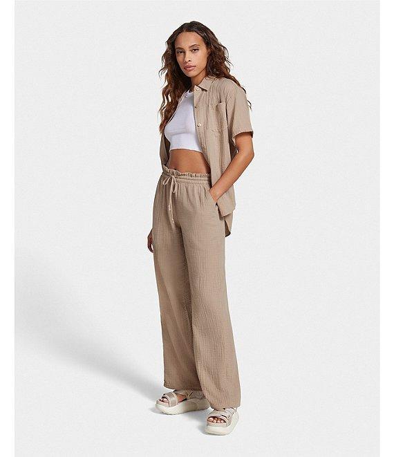 UGG Embrook Cotton Gauze Chest Pocket Button-Front Notch Collar Coordinating Lounge Top Product Image