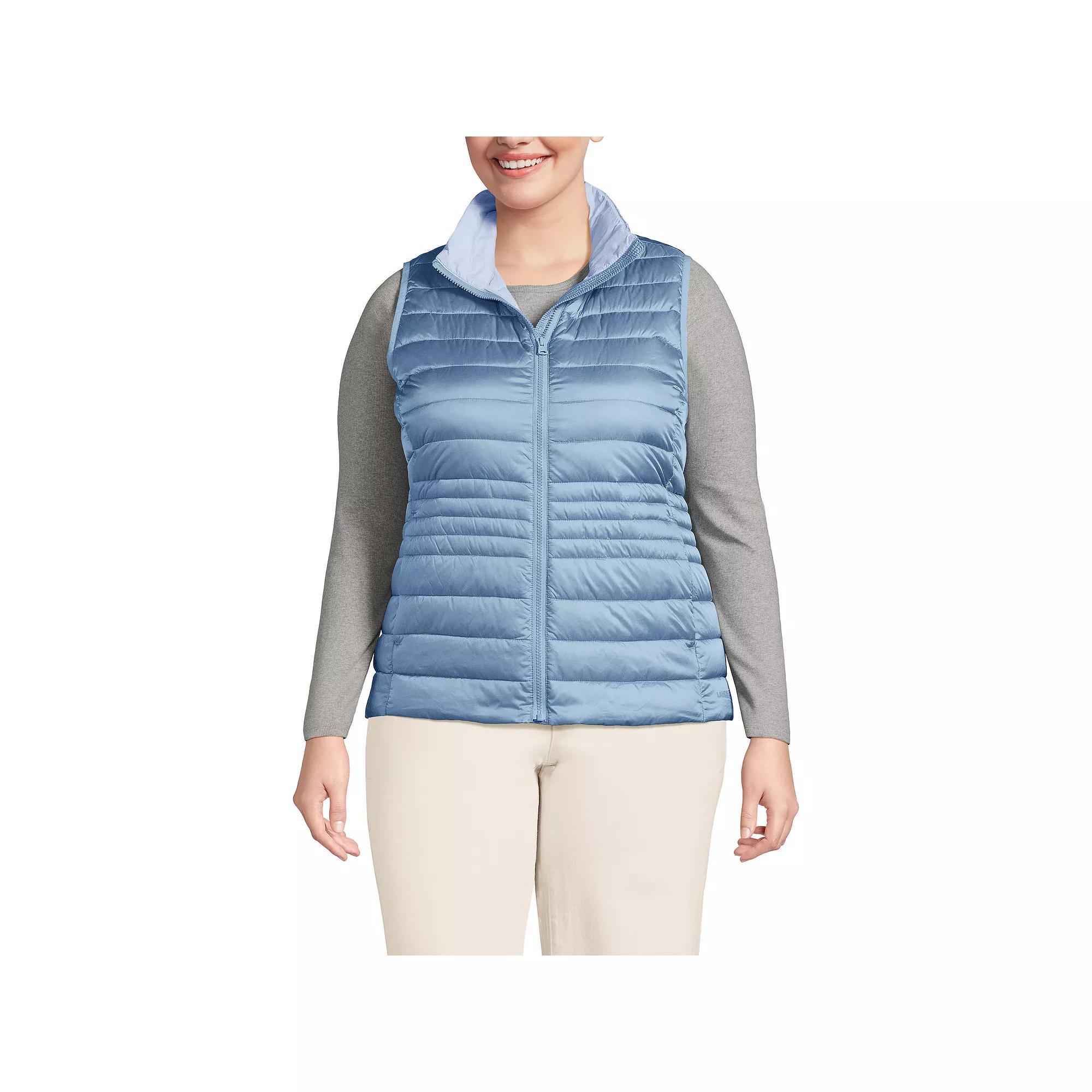 Plus Size Lands' End Wanderweight Down Vest, Women's, Size: 3XL, Deep  Blue Product Image