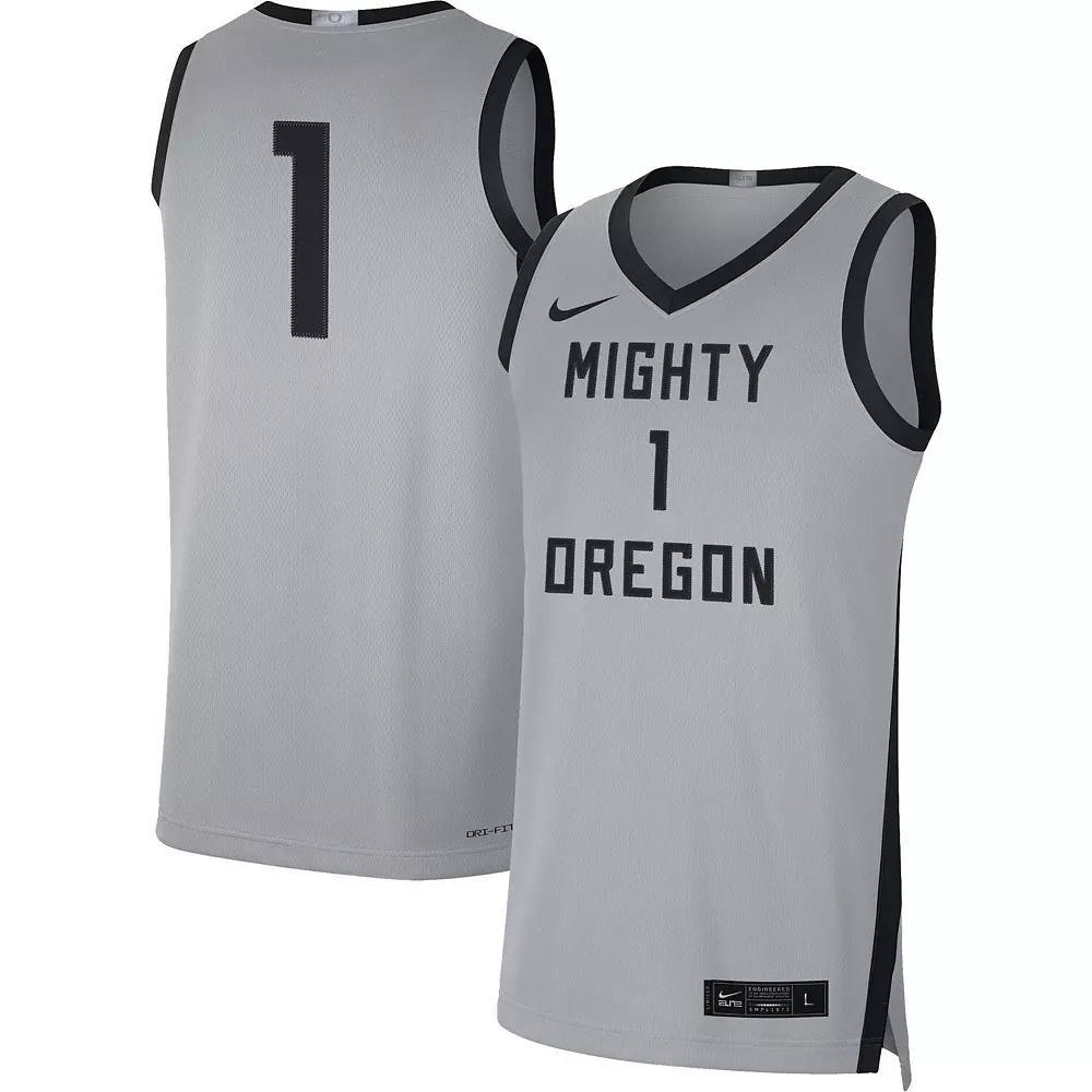 Men's Nike #1 Gray/Black Oregon Ducks Limited Basketball Jersey,  Product Image