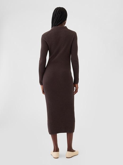 CashSoft Rib Midi Polo Sweater Dress Product Image