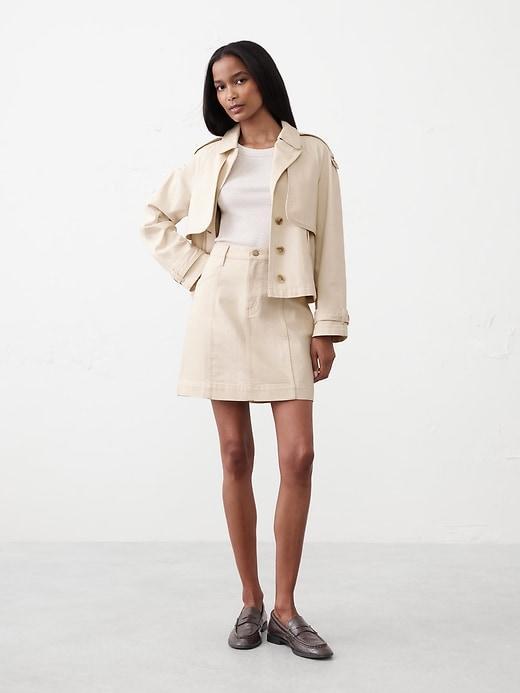 Pieced Denim Mini Skirt Product Image