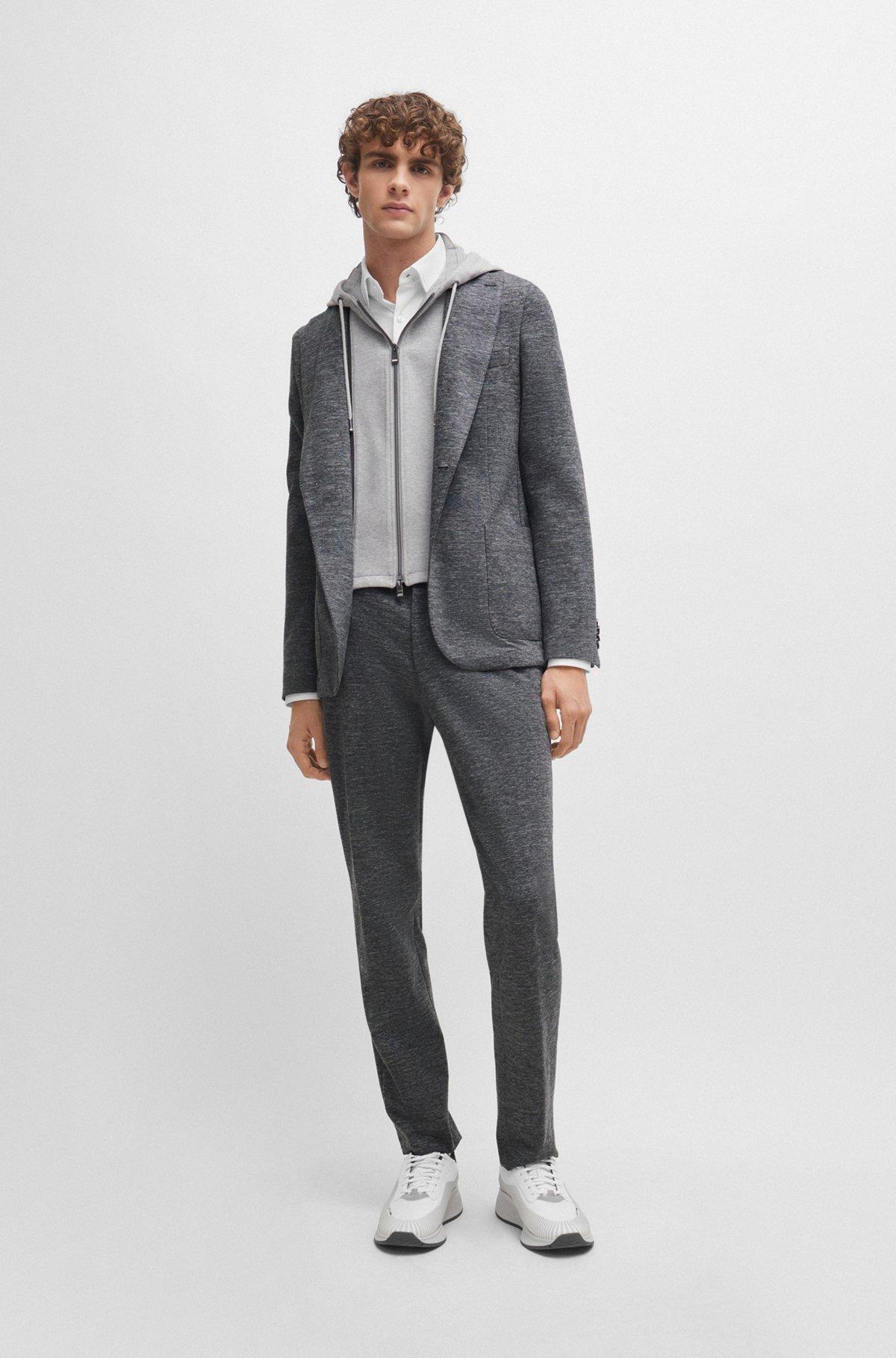 Slim-fit jacket in stretch jersey with detachable hood Product Image