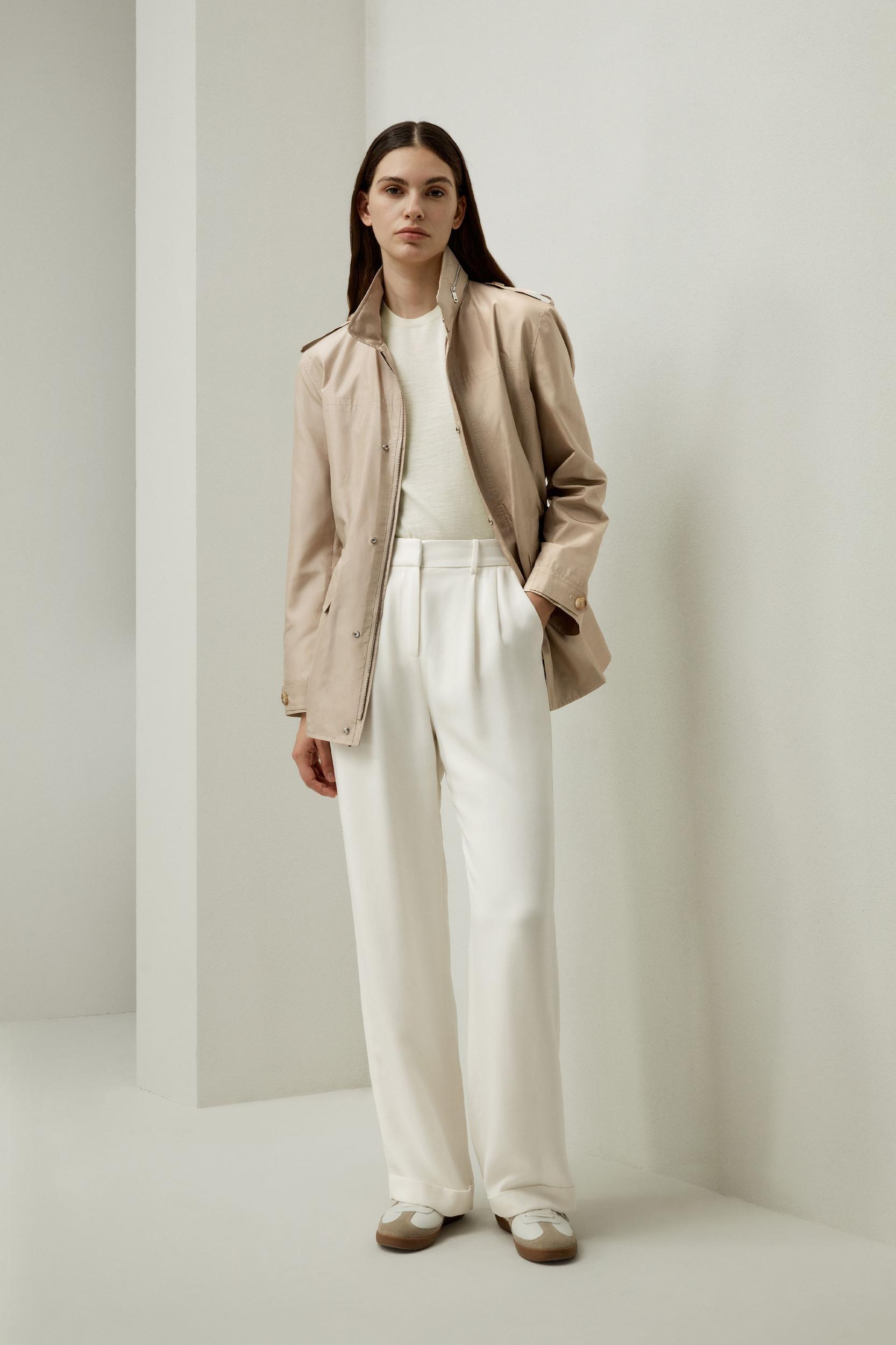 LILYSILK Womens Functional Silk Jacket - Navy Blue 100% High-Quality Silk - Ultimate Luxury Drawstring Waist Jacket Product Image