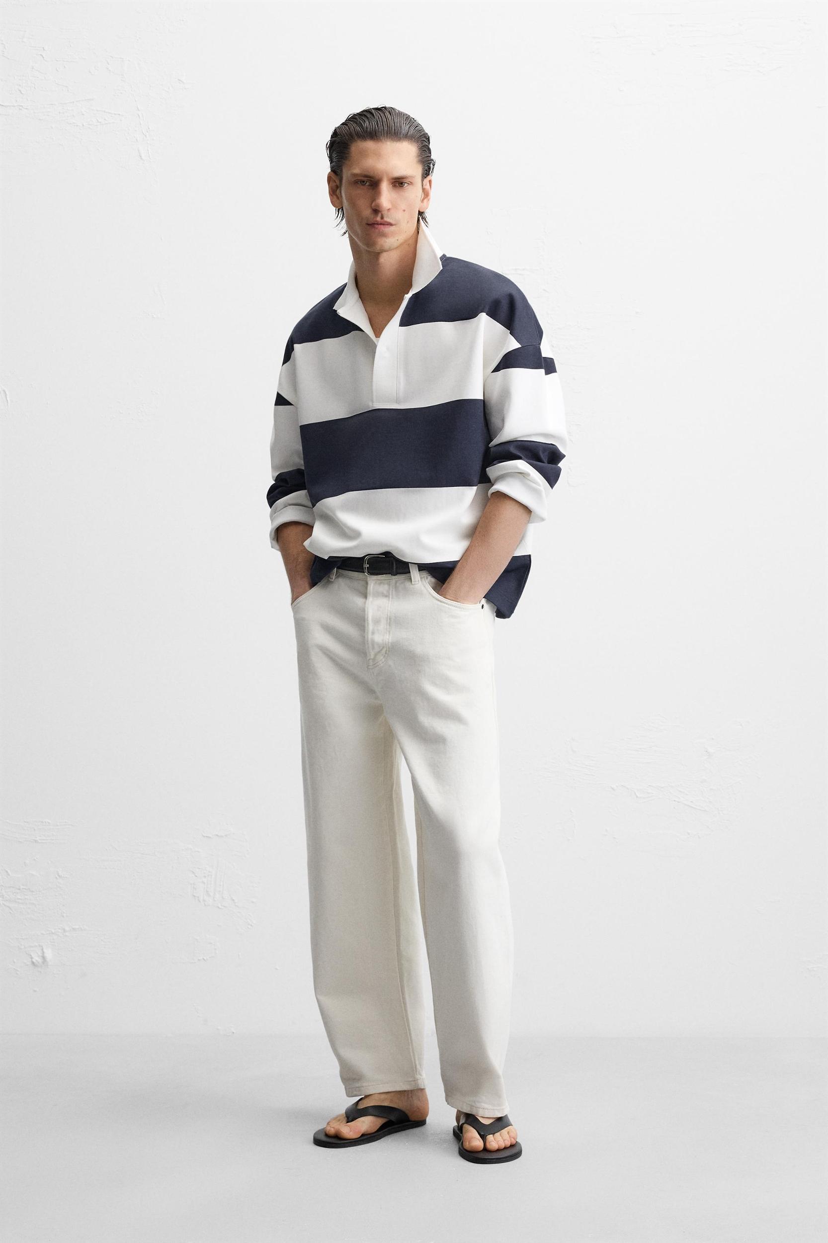 PRINTED STRIPED POLO SHIRT Product Image