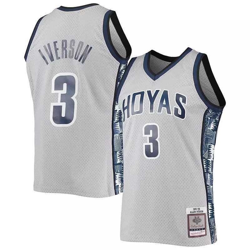 Men's Mitchell & Ness Allen Iverson Gray Georgetown Hoyas 1995-96 Swingman Replica Jersey,  Product Image