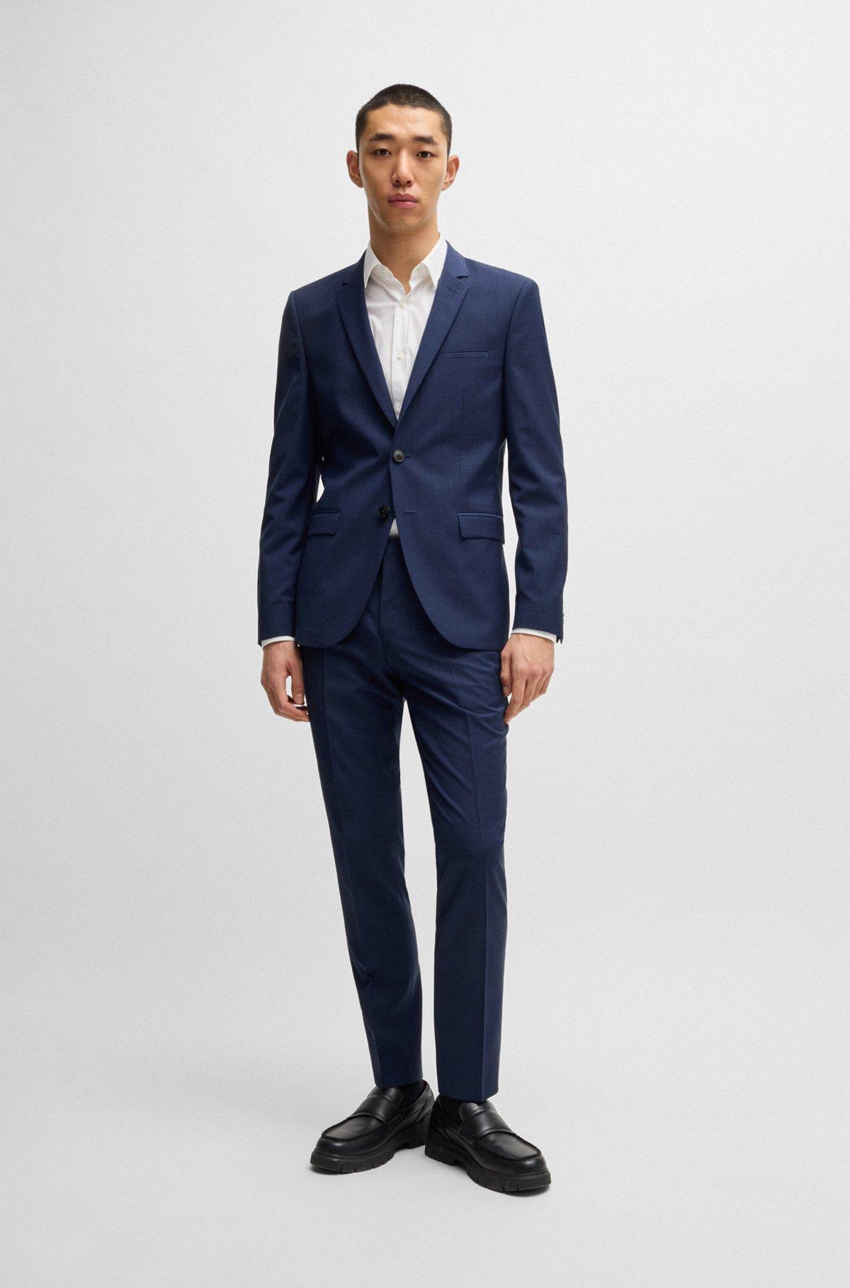 Extra-slim-fit suit trousers in melange wool Product Image